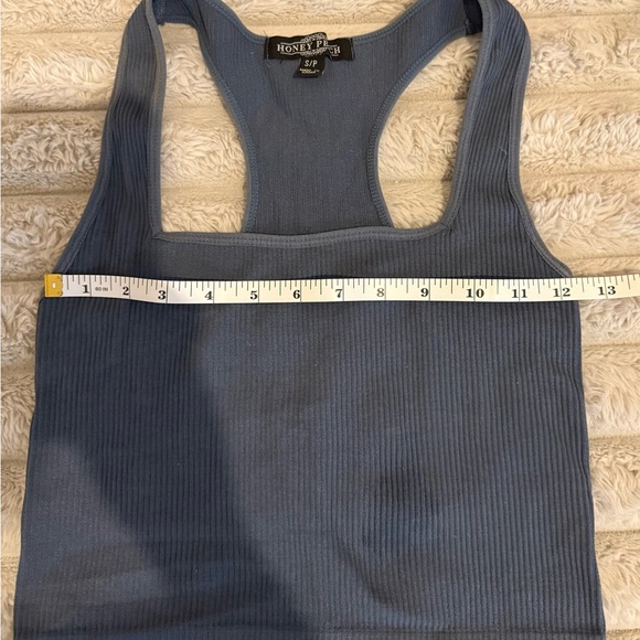 Honey Peach Ribbed Racerback Crop Tank – Slate Blue – Size Small - Picture 6 of 7